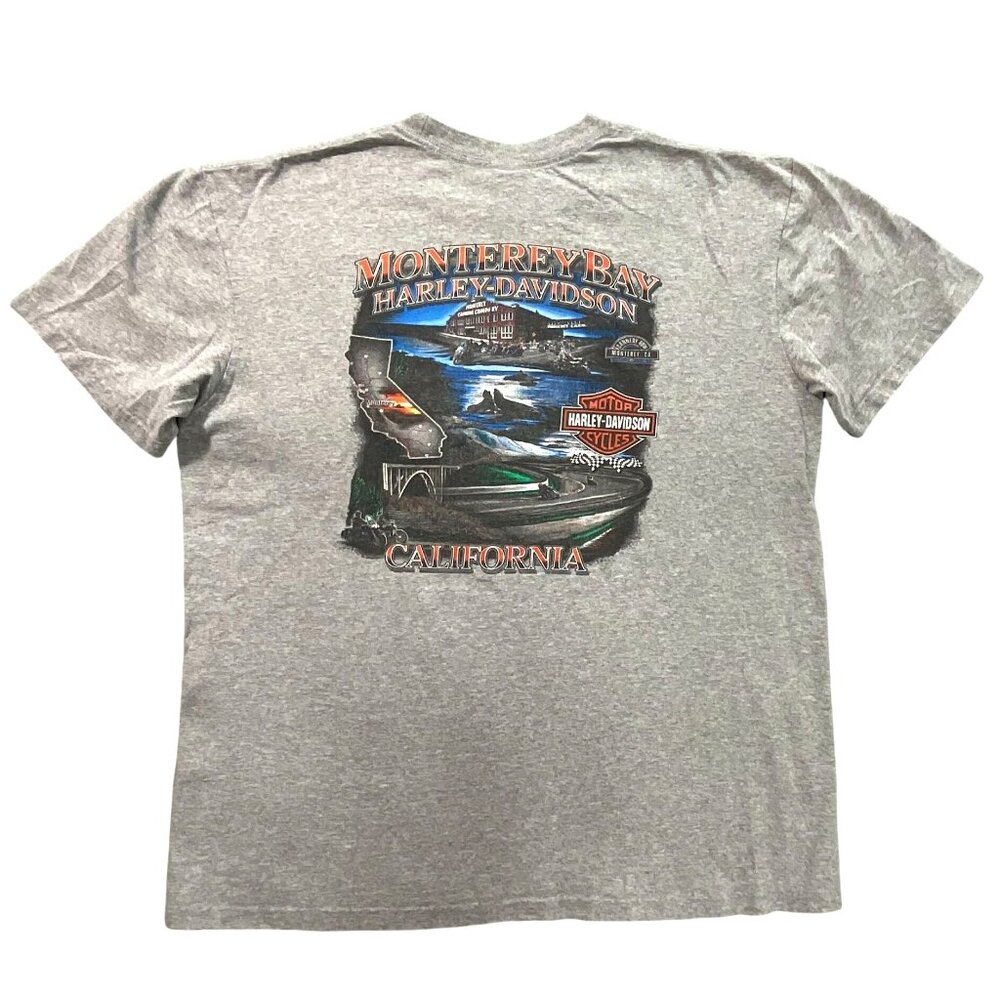 Harley-Davidson T-Shirt Mens XL Gray Monterey‎ Bay California Color Graphic 2008